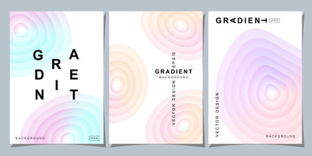 Set of modern abstract cover design. Minimal geometric background. Fluid shapes composition.のイラスト素材