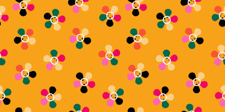 Geometry retro flowers seamless patterns for fabric, textiles, clothing, wrapping paper, cover,...