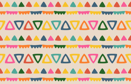 Seamless geometric pattern with triangles. Vector illustration. Bright colors.のイラスト素材