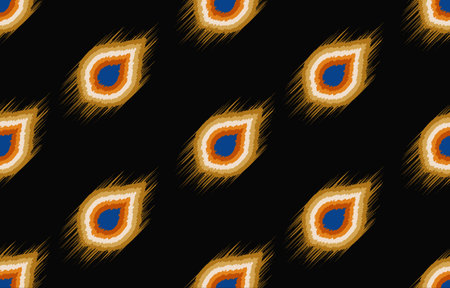 Seamless pattern with peacock feathers on a black background.のイラスト素材