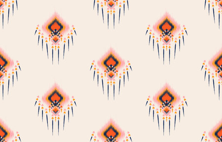 Ikat geometric folklore ornament with diamonds. Tribal ethnic texture. Seamless striped pattern in...