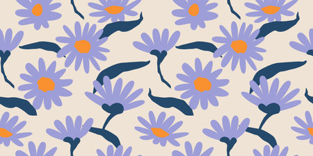 Hand drawn flowers, seamless patterns with floral for fabric, textiles, clothing, wrapping paper,...