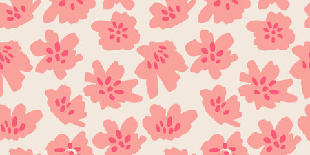 Hand drawn flowers, seamless patterns with floral for fabric, textiles, clothing, wrapping paper,...