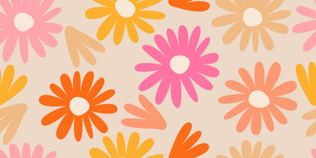 Hand drawn flowers, seamless patterns with floral for fabric, textiles, clothing, wrapping paper,...