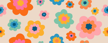 Hand drawn flowers, seamless patterns with floral for fabric, textiles, clothing, wrapping paper,...