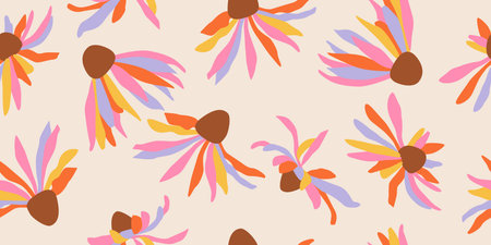 Exotic hand drawn flowers, seamless patterns with floral for fabric, textiles, clothing, wrapping...