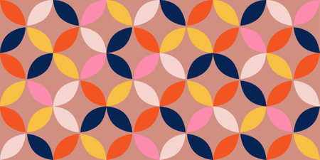 Geometric flower mosaic seamless pattern. Abstract vector for web banner, business presentation, branding, card, invitation, poster, cover, textile print. vector illustration.のイラスト素材