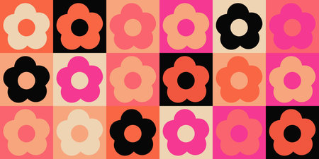 Geometric flower mosaic seamless pattern. Abstract vector for web banner, business presentation, branding, card, invitation, poster, cover, textile print. vector illustration.のイラスト素材