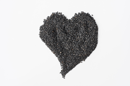 black sesame seed  on whiteの写真素材