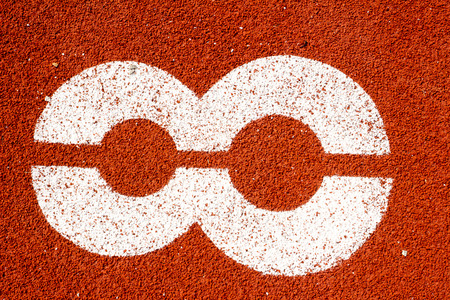 Number eight on the start of a running track - check my portfolio for other numbersの写真素材