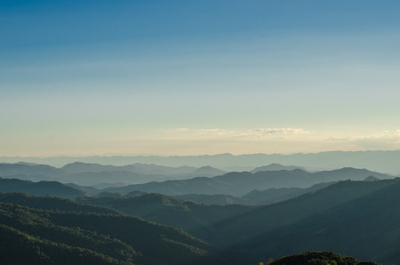 Beautifu mountain view,Beautiful mountain, green mountain at khun yuam, Mae hong son Thailand.layer of mountainの写真素材