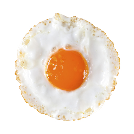 Fried egg isolated on white background with clipping pathの写真素材
