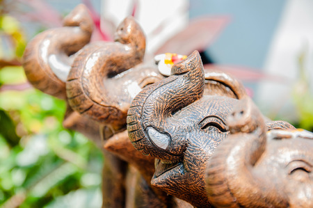 Smiling elephant  elephants bringing the animal symbol of Thailand  Statues made   8203;  8203;to feel happy smile の写真素材