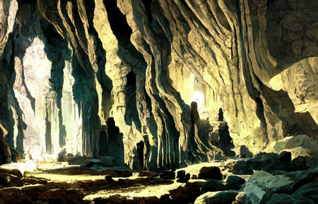 CG illustration of a mysterious cave.の写真素材