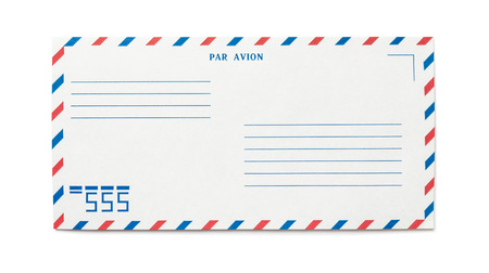 Blank airmail envelope isolated, with numbers, front viewの写真素材