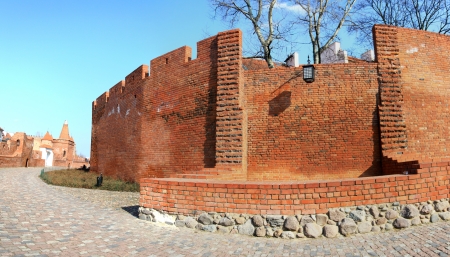 Wall of Warsaw castle panorama backgroundのeditorial素材