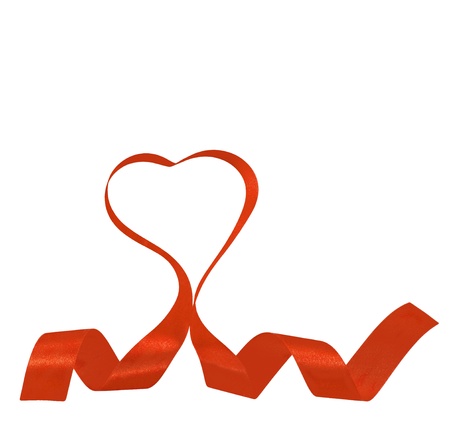 	red ribbon heart red shape isolatedの写真素材
