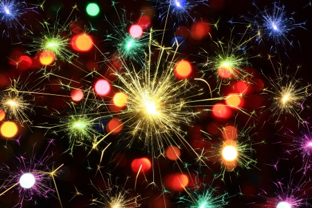 	Happy new year background with fireworksの写真素材