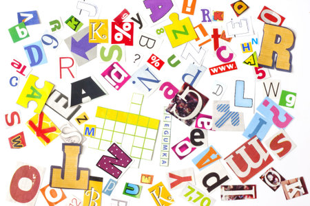 newspaper letters random concept background の写真素材