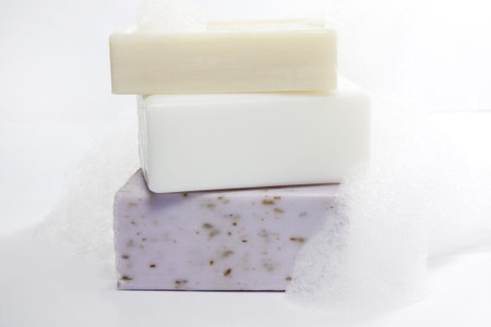 Soap with foam in the bath 