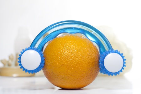 Cellulite comparison concept with orange and toolの写真素材