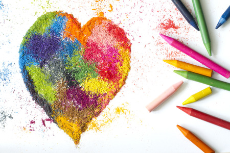 Crayon heart shape abstract handmade symbolの写真素材