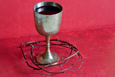 Crown of thorns and holy blood abstract religion conceptの写真素材