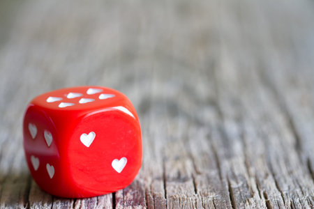 Dice love heart Valentines day abstract background concept