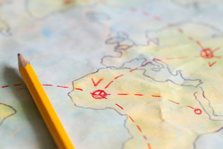 Travel plan on map background concept