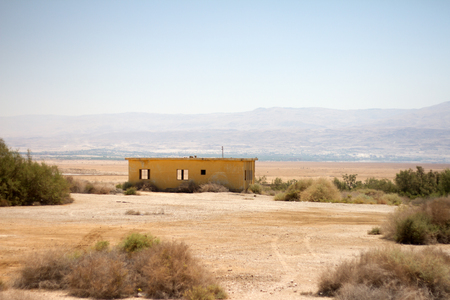 Palestine desert near dead sea and lonely houseの写真素材