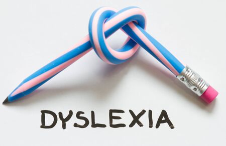 Dyslexia words and curved pencilの写真素材