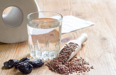 Help constipation warm water dried plum and linseedの写真素材