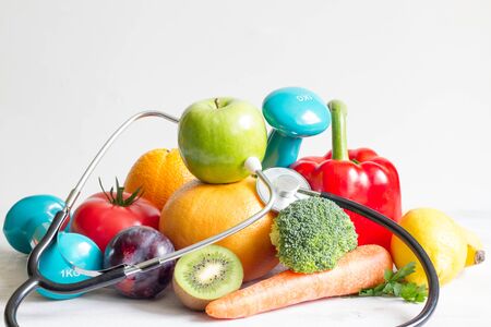 Healthy diet and sport immunity concept with fresh foodの写真素材