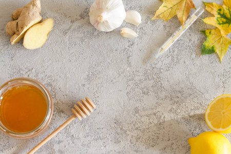 Home remedies for cold and fluの写真素材