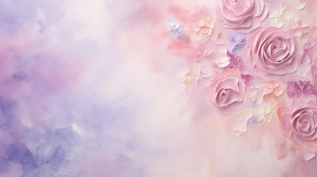 Textured pastel floral background with soft pink and lavender flowers in an artistic compositionの素材
