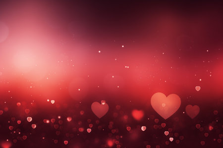 Romantic pink heart-shaped bokeh background with soft glowing lightsの素材