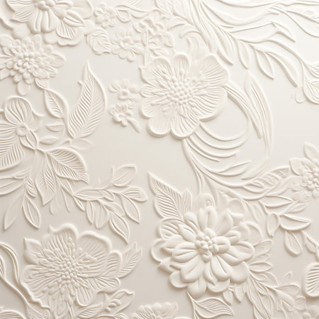Paper texture, white paper background with floral pattern. 3D renderingの素材