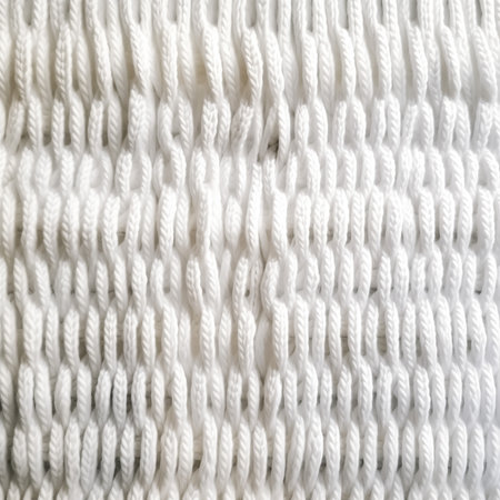 Close-up of textured white woven fabric with irregular raised patternsの素材