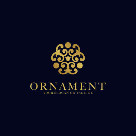 Vector design ornament logo template with gold colorのイラスト素材