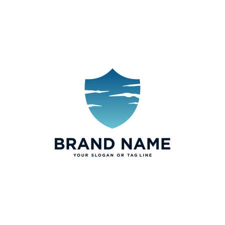 cloud and shield design logo for the security industry vector templateのイラスト素材