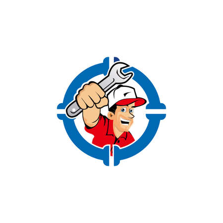 creative  design male mascot fix water pipe vector templateのイラスト素材