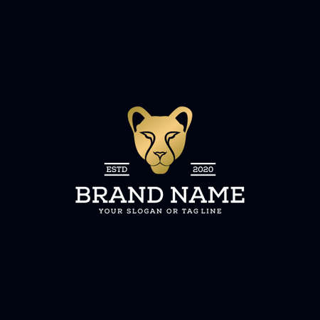 logo design female lion head vector templateのイラスト素材