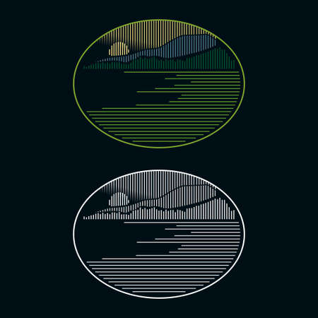 Creative  design line art natural scenery vector templateのイラスト素材