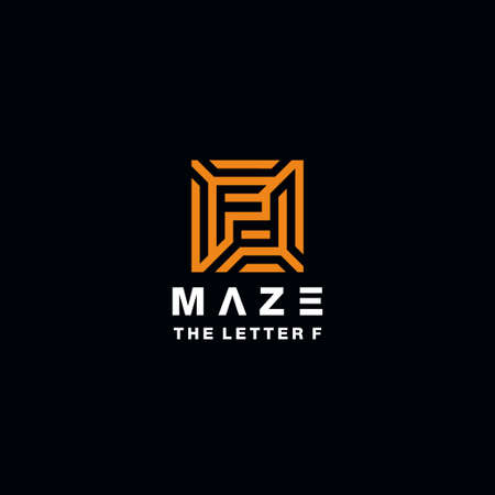 maze logo design letter f vector templateのイラスト素材