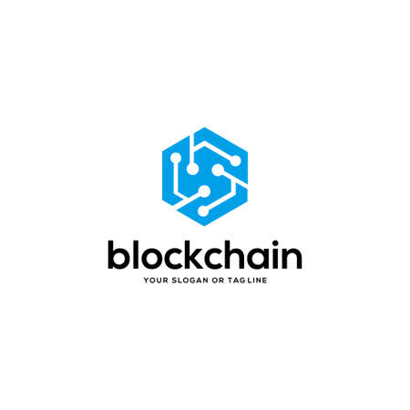 blockchain logo design vector templateのイラスト素材