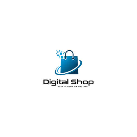 digital logo online shopping vector templateのイラスト素材