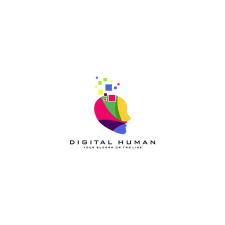 human digital logo design vector templateのイラスト素材