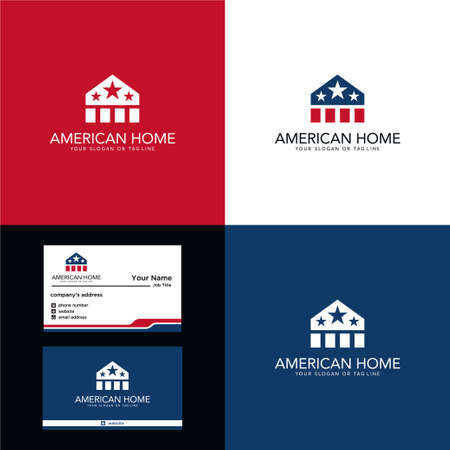 american house logo vector templateのイラスト素材