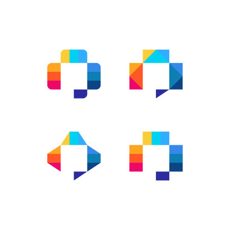 collection of logo letters P color gradient full color vector templateのイラスト素材