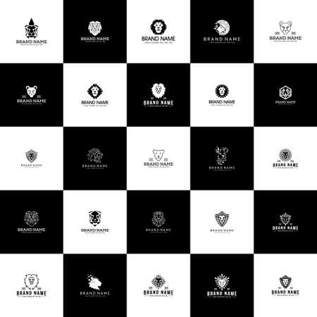 collection of 25 best lion head logos vector templatesのイラスト素材